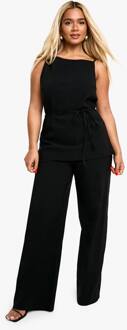 Plus Met Riem Top En Wijde Pijp Broek Co-Ord, Black - 56