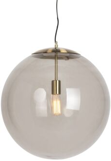 +Moderne hanglamp messing met smoke glas 50 cm - Ball Goud