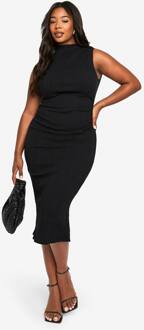 Plus Mouwloze Midi-Jurk Met Hoge Halslijn, Black - 54