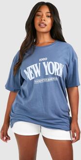 Plus New York 1989 Printed T-Shirt, Indigo - 22