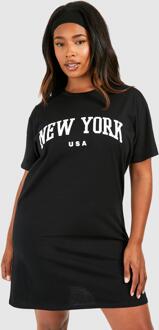 Plus New York Printed T-Shirt Dress, Black - 22