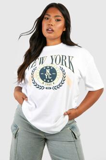 Plus New York T-Shirt Met Print, White - 44
