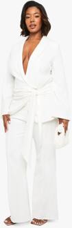 Plus Occasion Op Maat Gemaakte Slim-Fit Broek Met Uitlopende Pijpen, White - 52