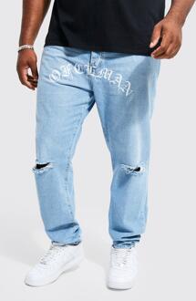 Plus Onbewerkte Officialman Slim Fit Jeans, Light Blue - 40