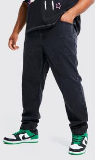 Plus Onbewerkte Slim Fit Denim Jeans, Washed Black - 38