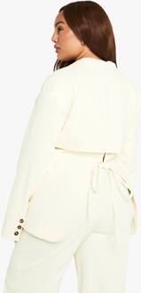 Plus Op Maat Gemaakte Blazer Met Open Rug En Strikdetail, Buttermilk - 46