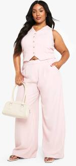 Plus Op Maat Gemaakte Broek Met Wijde Pijpen, Pink - 46