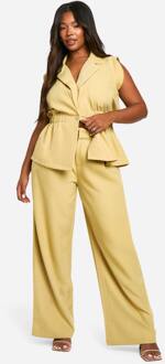 Plus Op Maat Gemaakte Broek Met Wijde Pijpen, Taupe - 48