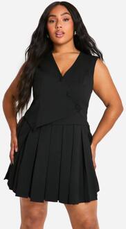 Plus Op Maat Gemaakte Geplooide Skortromper, Black - 54