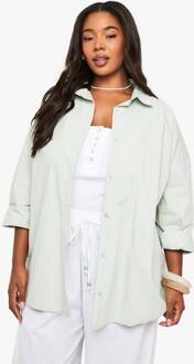 Plus Oversized Overhemd, Sage - 50