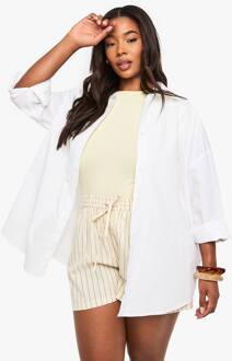 Plus Oversized Overhemd, White - 48
