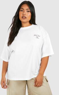 Plus Paris Pocket Print Oversized T-Shirt, White - 16