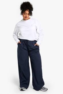 Plus Peached Broek Met Elastische Tailleband, Petrol - 56
