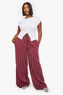Plus Pinstripe Wijde Pijpenbroek, Red - 52