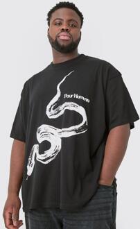 Plus Pour Homme Snake Graphic Oversized T-Shirt, Black - XXL