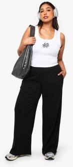 Plus Rib Broek Met Rechte Pijpen, Black - 50