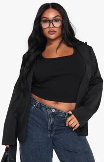 Plus Rib Tank Top Met Scoopnek En Racerback, Black - 54