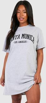 Plus Santa Monica Printed T-Shirt Dress, Grey - 18