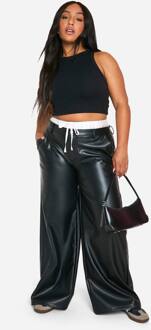 Plus Satin Boxers Met Tailleband En Wijde Pijpen, Black - 54