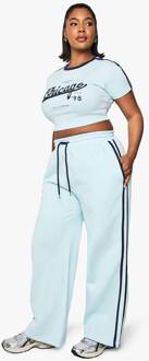 Plus Side Stripe Jogger Met Wijde Pijpen, Baby Blue - 54
