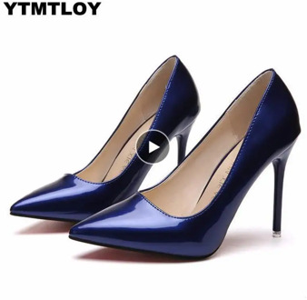 Plus Size 34-44 Women Shoes Pointed Toe Sexy Pumps Patent Leather Dress High Heels Boat Shoes Wedding Shoes Zapatos Mujer White