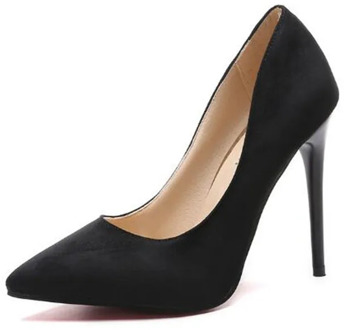 Plus Size 44 Pumps Women Shoes Red Flock Slip-On Shallow Wedding Party Pointed Toe High Heels Pump Chaussures Femme 2019