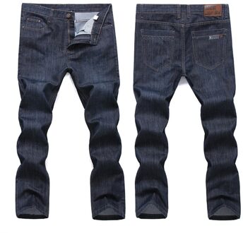 Plus Size 46 48 50 52 Mannen Casual Business Classic Man Jeans Donkerblauw Licht Wassen Broek Denim 40