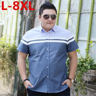Plus Size 8XL 7XL 6XL Mannen Shirt Luxe Mannen Katoen Korte Mouwen Jurk Shirt Turn-Down Kraag vest Shirt Mannen Kleding 2 / 10XL