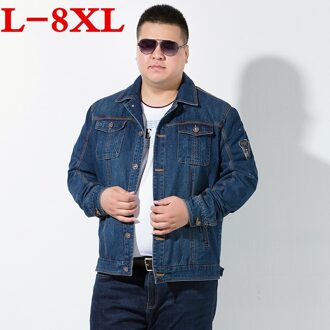 Plus Size 8XL 7XL Lente & Herfst Denim Jasje Mannen Turn-Down Kraag Mode Slanke Bovenkleding Jaquetas Masculino jeans Jas 2 / 6XL