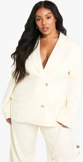 Plus-Size Blazer Met Button-Down En Zakken, Lemon - 46