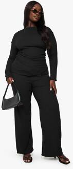 Plus-Size Broek Met Strik In De Taille, Black - 54