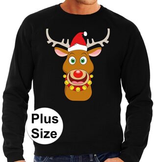 Plus size Foute kerstborrel trui / kersttrui Rudolf rendier zwart voor heren 3XL - kerst truien