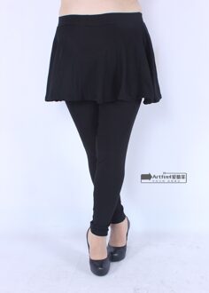 Plus Size Kasjmier Imitatie Leggings Vrouwen Lente Broek Grote Geplooide Rok Jeans Leggings Dragen om Leggings 5XL zwart CVC BZ / 5XL