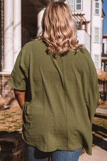 Plus Size Ontspannen Fit Pocket T-shirt - maat XL Kaki