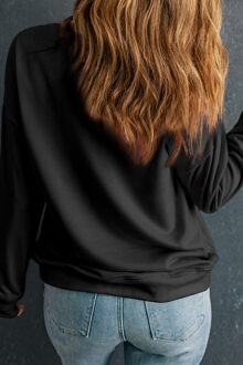 Plus Size Ronde Hals Sweatshirt Zwart