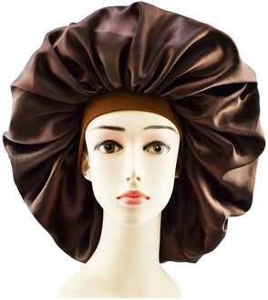 Plus Size Satijn Zijdeachtige Motorkap Slaap Night Cap Waterdichte Hoofd Cover Motorkap Hoed Voor Krullend Veerkrachtig Hair Douche Caps P7Ding koffie