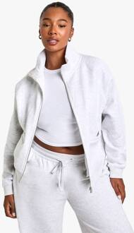 Plus-Size Sweatshirt Met Hoge Kraag En Ritssluiting, Ash Grey - 46