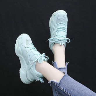 Plus size Women Platform Sneakers 2020 Spring Breathable Women's fashion Sneakers Lady Trainers Footwear green