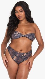 Plus Snake Print Hoge Taille Bikini Broekjes, Snake - 52