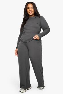 Plus Soft Rib-Broek Met Wijde Pijpen, Slate Grey - 44