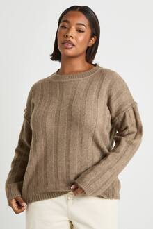 Plus Soft Wide Rib Oversized Trui, Mocha - 46