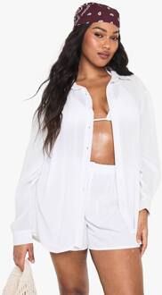 Plus Strandkleding Essentials Oversized Overhemd, White - 54