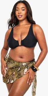 Plus Strandkleding Essentials Slangenprint Mini Sarong, Brown - 16/18