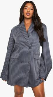 Plus Stripe Oversized Blazerjurk, Grey - 44