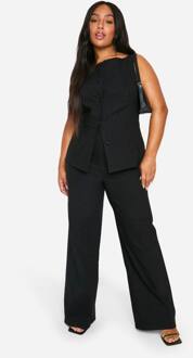 Plus Stripe Super Stretch Getailleerd Longline Tank & Wijde Pantalon, Black - 54