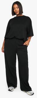 Plus Superzachte Broek Met Wijde Pijpen En Elastische Tailleband, Black - 56