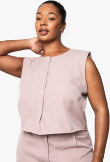 Plus Tank Met Doorlopende Knoopsluiting In Lange Snit, Dusty Pink - 50
