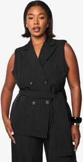 Plus Tank Met Strikvoorkant En Pinstripes, Black - 54