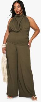 Plus Textured Single Channel Broek, Khaki - 48
