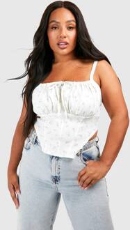 Plus Tie Front Ditsy Korset Top, Lemon - 52